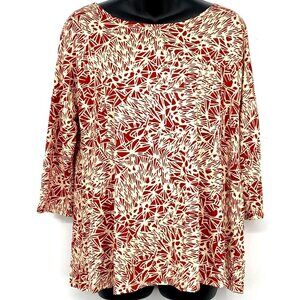 A-Line Ava Sky Top Blouse Tunic Boat Neck Half Sleeve Size Large Red Stretch EUC